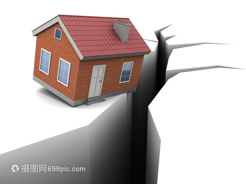 3d房屋和裂缝地震概念