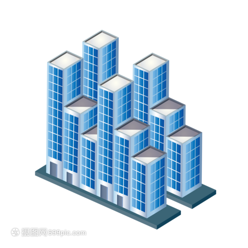 AI矢量图2.5D建筑高楼大厦住宅区房子