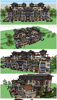 精品东南亚造型多层住宅建筑别墅会所建筑su模型设计模型下载